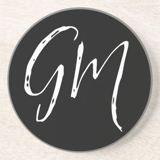 Aangepaste naam Initialen gepersonaliseerd in twee Zandsteen Onderzetter (Voorkant)