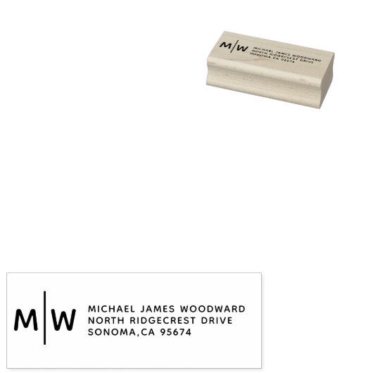 Aangepaste naam Initialen retouradres Rubberstempel (Gestempeld)