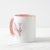 Aangepaste naam & initiële elegante stoffige roze mok (Voorkant links)