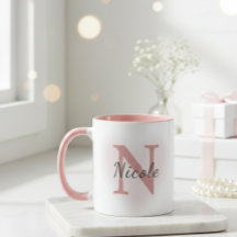 Aangepaste naam & initiële elegante stoffige roze 
