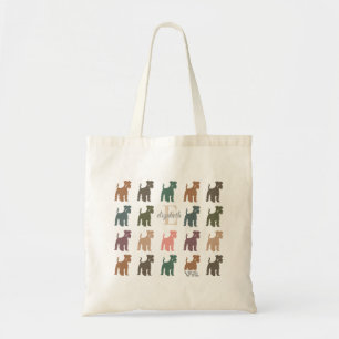 Aangepaste naam initiële Miniatuur Schnauzer Retro Tote Bag