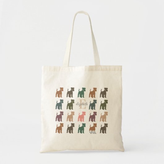 Aangepaste naam initiële Miniatuur Schnauzer Retro Tote Bag (Voorkant)