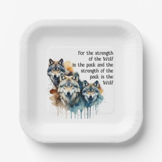 Aangepaste Naam Inspirerend Wolf Quote Sterkte Pac Papieren Bordje (Voorkant)