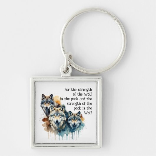 Aangepaste Naam Inspirerend Wolf Quote Sterkte Pac Sleutelhanger (Voorkant)