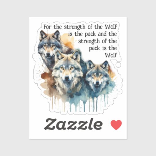 Aangepaste Naam Inspirerend Wolf Quote Sterkte Pac Sticker (Vel)