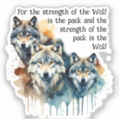 Aangepaste Naam Inspirerend Wolf Quote Sterkte Pac Sticker (Voorkant)