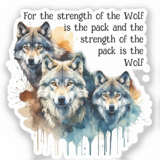 Aangepaste Naam Inspirerend Wolf Quote Sterkte Pac Sticker (Voorkant)
