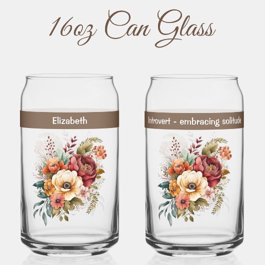 Aangepaste naam introvert eenzaamheid bloemen brui blikvorm glas