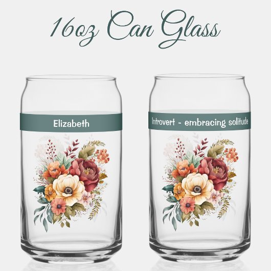 Aangepaste naam introvert eenzaamheid bloemen groe blikvorm glas