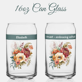 Aangepaste naam introvert eenzaamheid bloemen groe blikvorm glas