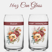 Aangepaste naam introvert eenzaamheid bloemen roze blikvorm glas