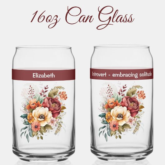 Aangepaste naam introvert eenzaamheid bloemen roze blikvorm glas