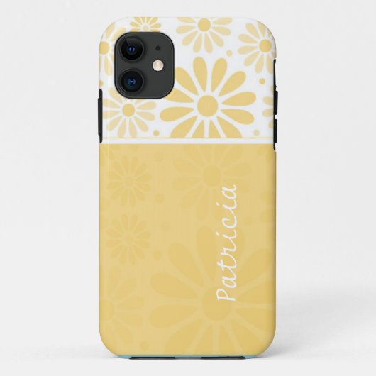 Aangepaste naam iPhone 5 Hoesje - Geel Floral Patr (Achterkant)