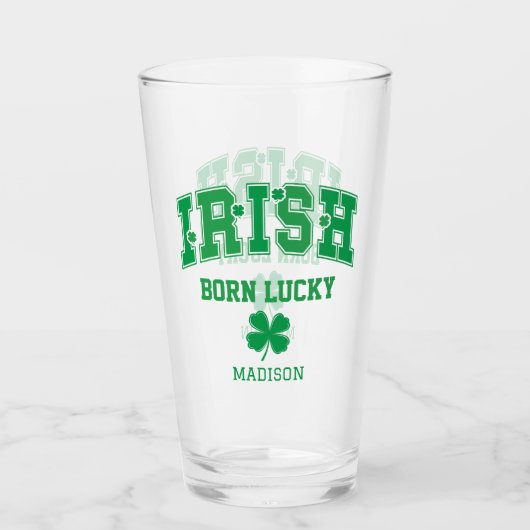 Aangepaste naam Irish Born Lucky Glas (Voorkant)
