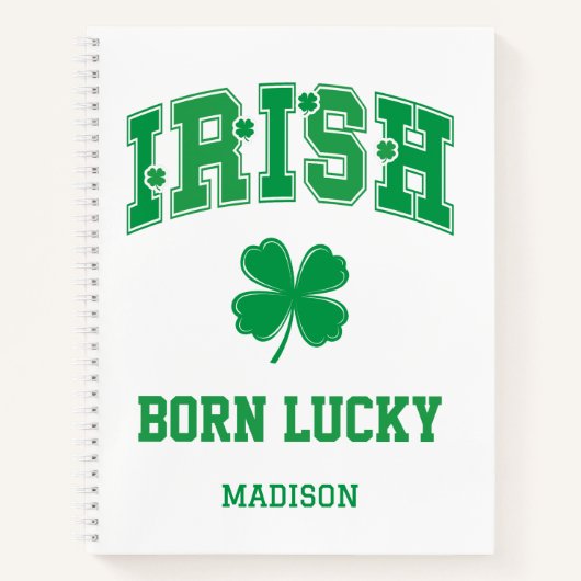 Aangepaste naam Irish Born Lucky Notitieboek (Voorkant)