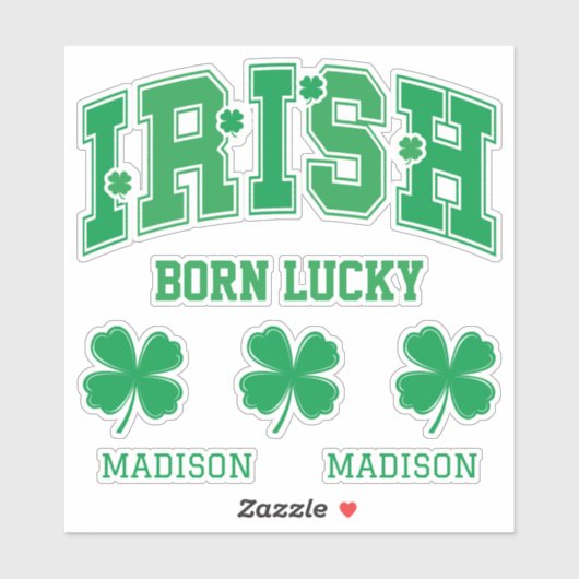 Aangepaste naam Irish Born Lucky Sticker (Vel)