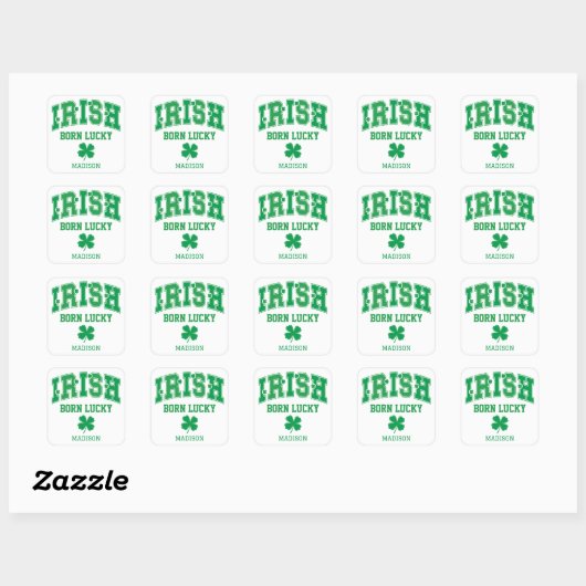 Aangepaste naam Irish Born Lucky Vierkante Sticker (Vel)