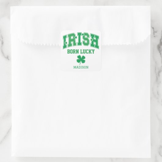 Aangepaste naam Irish Born Lucky Vierkante Sticker (Tas)