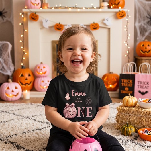 Aangepaste naam is een enge Cute Pinkoween Kinder Shirts