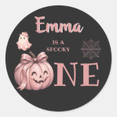 Aangepaste naam is een enge Cute Pinkoween Ronde Sticker (Voorkant)