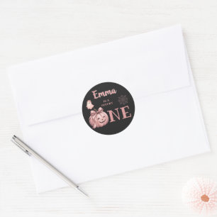 Aangepaste naam is een enge Cute Pinkoween Ronde Sticker