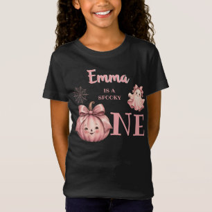 Aangepaste naam is een enge Pinkoween-meisje T-shirt