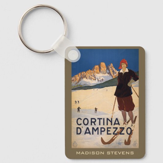 Aangepaste naam Italiaanse Alpen Vintage Reizen Sleutelhanger (Voorkant)