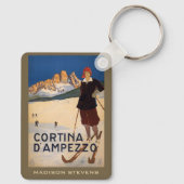 Aangepaste naam Italiaanse Alpen Vintage Reizen Sleutelhanger (Achterkant)