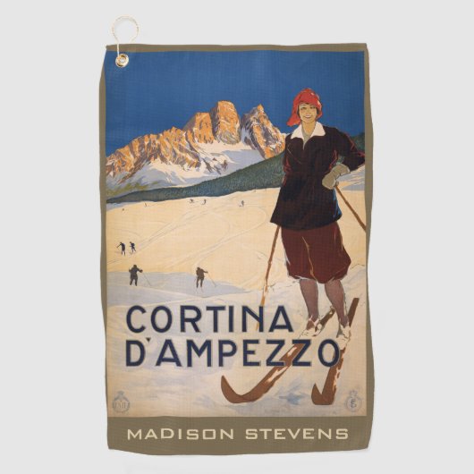 Aangepaste naam Italiaanse Alpen Vintage Travel Golfhanddoek (Voorkant)
