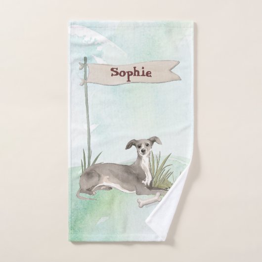 Aangepaste naam Italiaanse Greyhound Pet Dog Bad Handdoek (Handdoek)