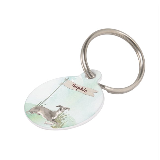 Aangepaste naam Italiaanse Greyhound Pet Dog Huisdierpenning (Zijkant)