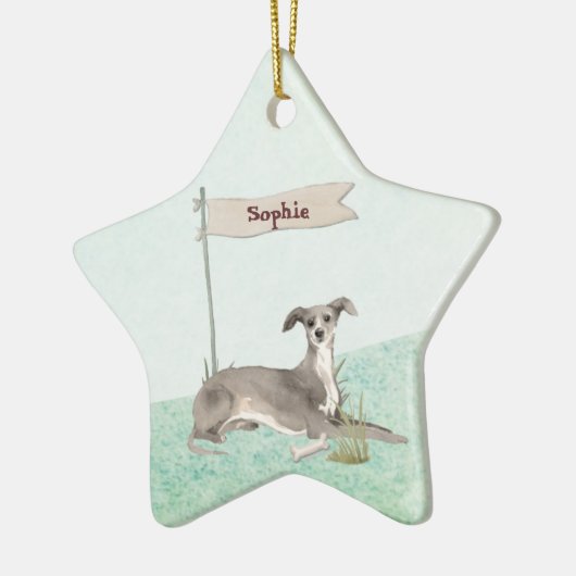 Aangepaste naam Italiaanse Greyhound Pet Dog Keramisch Ornament (Links)