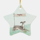 Aangepaste naam Italiaanse Greyhound Pet Dog Keramisch Ornament (Achterkant)