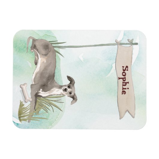 Aangepaste naam Italiaanse Greyhound Pet Dog Magneet (Horizontaal)