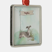 Aangepaste naam Italiaanse Greyhound Pet Dog Metalen Ornament (Rechts)