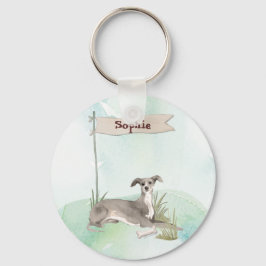 Aangepaste naam Italiaanse Greyhound Pet Dog Sleutelhanger