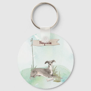 Aangepaste naam Italiaanse Greyhound Pet Dog Sleutelhanger