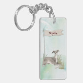 Aangepaste naam Italiaanse Greyhound Pet Dog Sleutelhanger (Voorkant Links)