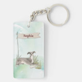Aangepaste naam Italiaanse Greyhound Pet Dog Sleutelhanger (achterkant)