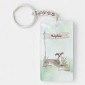 Aangepaste naam Italiaanse Greyhound Pet Dog Sleutelhanger (Voorkant)
