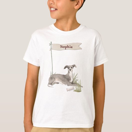 Aangepaste naam Italiaanse Greyhound Pet Dog T-shirt (Voorkant)