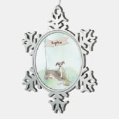 Aangepaste naam Italiaanse Greyhound Pet Dog Tin Sneeuwvlok Ornament (Rechts)