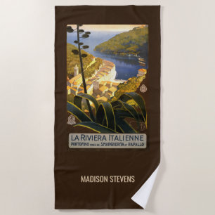 Aangepaste naam Italiaanse Riviera Vintage Reizen Strandlaken