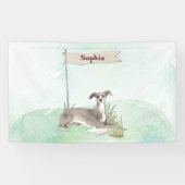 Aangepaste naam Italiaanse windhond huisdier hond Spandoek (Horizontaal)