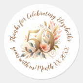 Aangepaste Naam & Jaar 50ste Verjaardag Viering Ronde Sticker (Voorkant)
