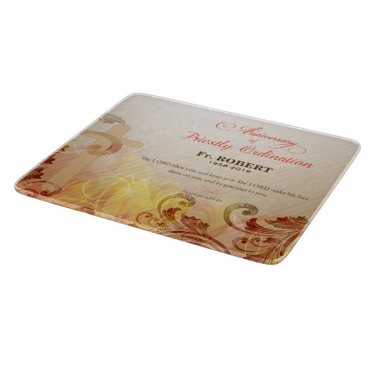 Aangepaste naam & jaar, 60e priesterwijding snijplank (Hoek)