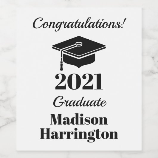 Aangepaste naam & jaar Afstuderen wijnlabels Wijn Etiket (Enkel label)