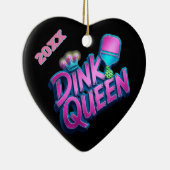 Aangepaste Naam Jaar Dink Koningin Pickleball  Keramisch Ornament (Rechts)