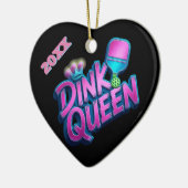 Aangepaste Naam Jaar Dink Koningin Pickleball  Keramisch Ornament (Links)