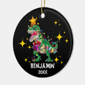 Aangepaste naam Jaar Dinosaurus Kerstmis Jongen Keramisch Ornament (Links)